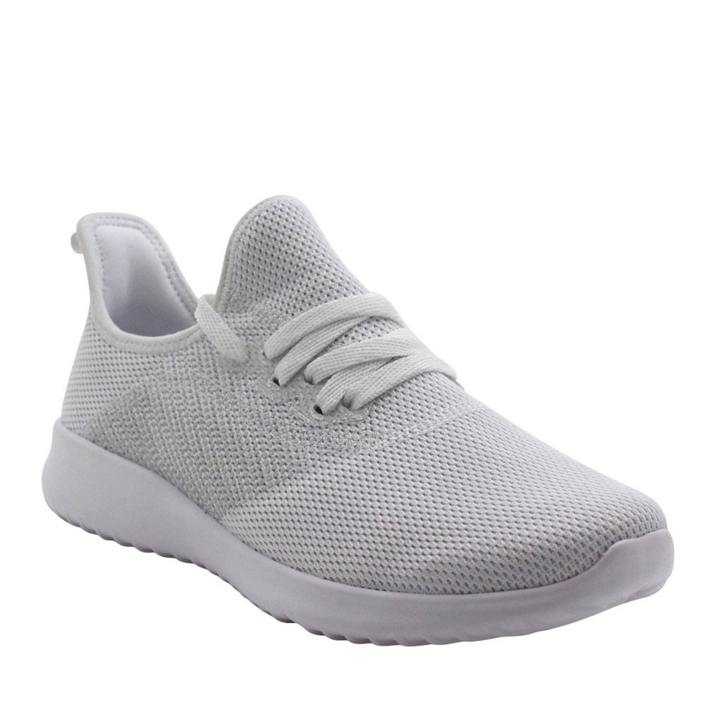 ATHLETIC WORKS LIGHT COMFORT TRAINERS MEMORY FOAM SNEAKERS GRAY WHITE